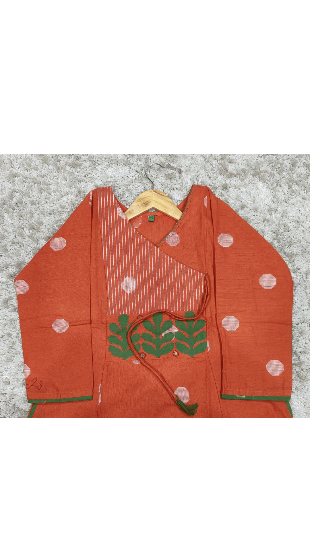 Rust Orange Angarkha Style A-Line Kurti Plazo Set 🧡