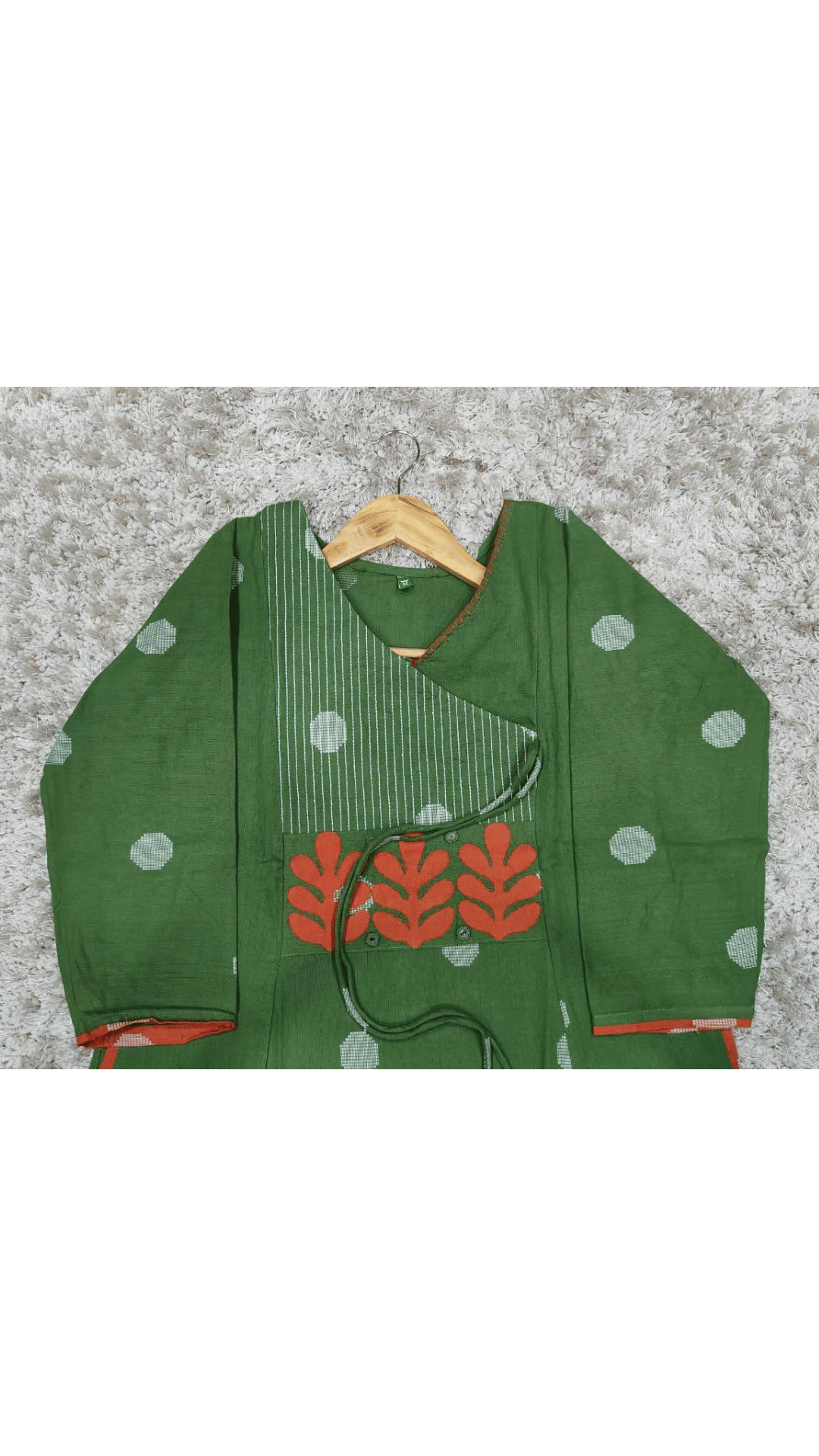 Olive Green Angarkha Style A-Line Kurti Plazo Set ๐