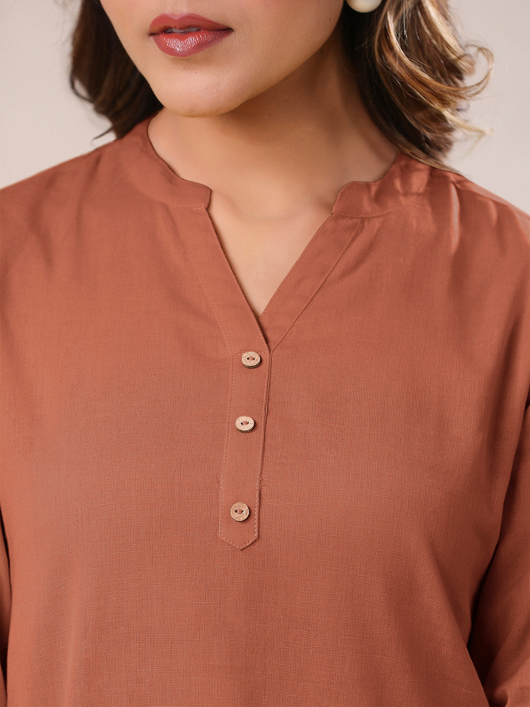 Rust Cotton Solid A-line & Co-ord Set