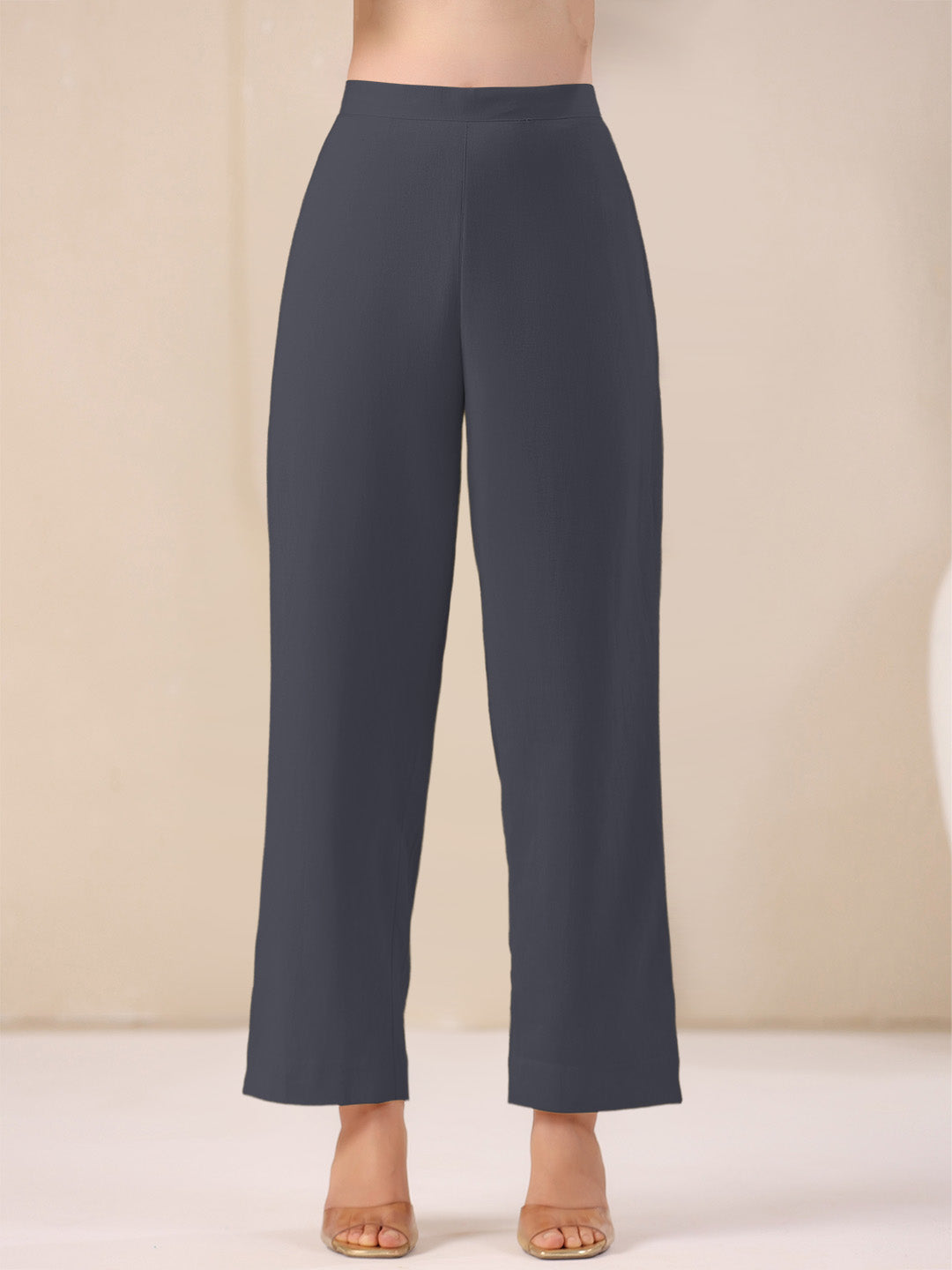Grey Cotton Solid A-line & Co-ord Set