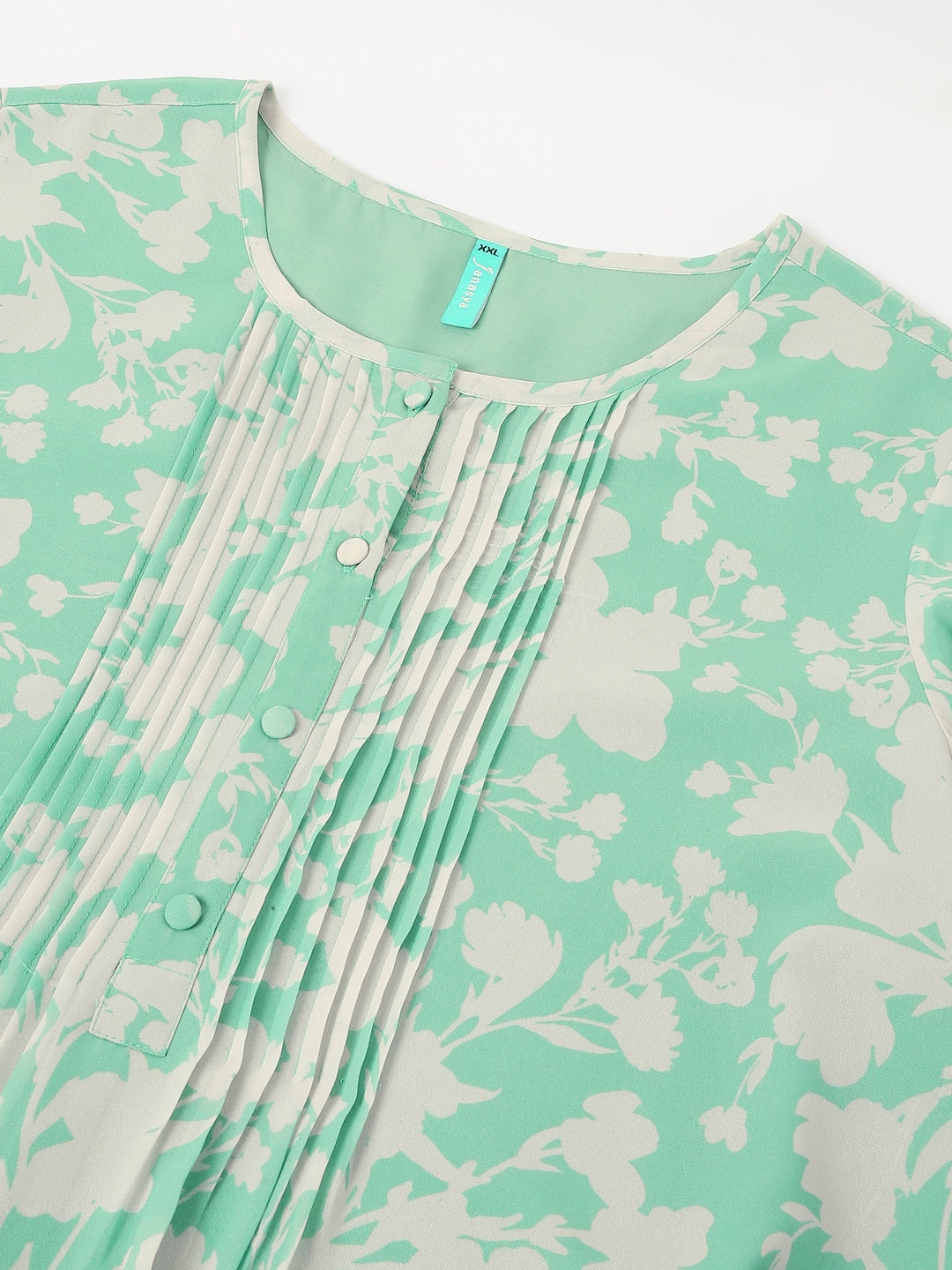 Plus Size Green Georgette Floral Printed A-line Tunic