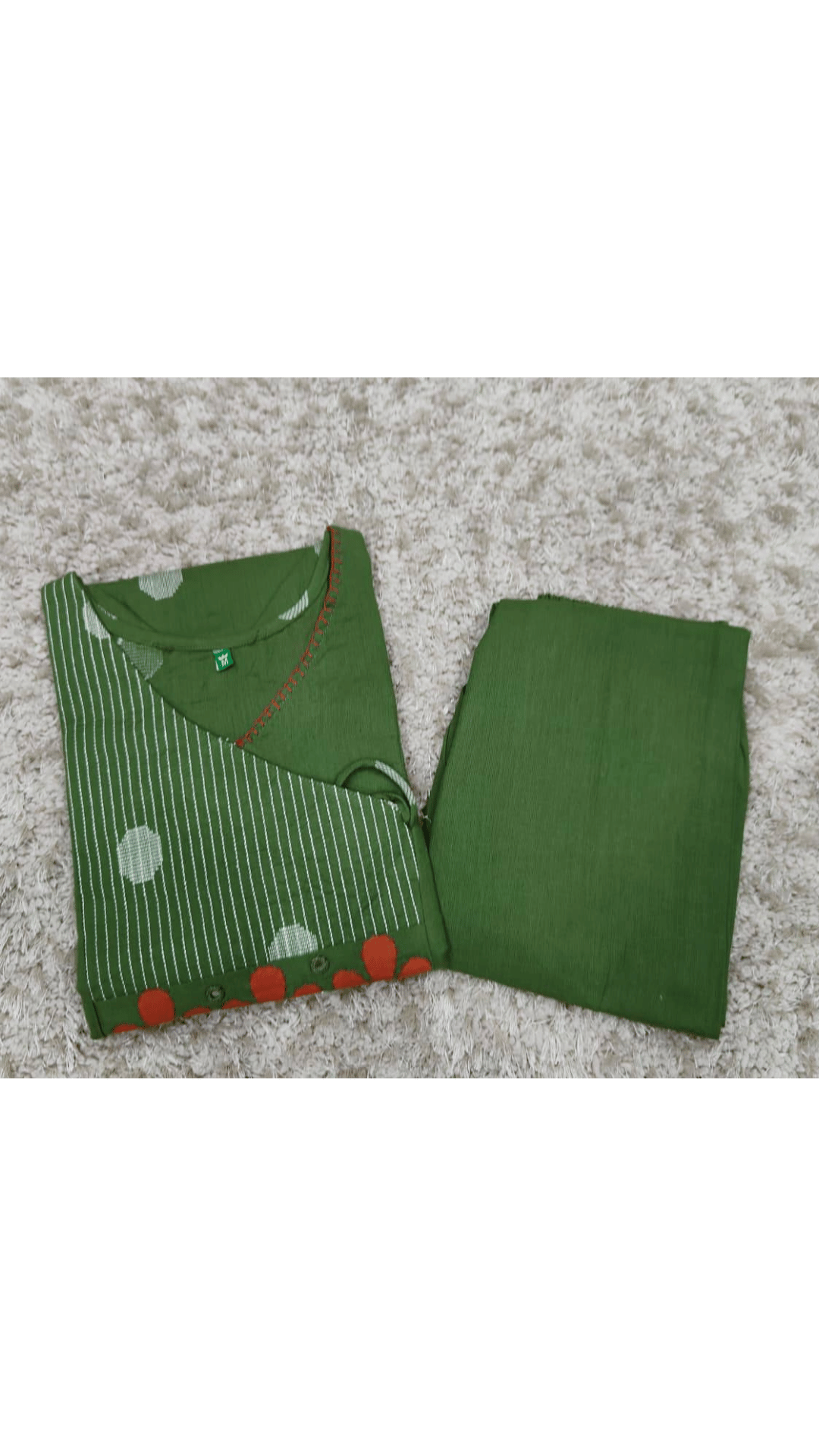 Olive Green Angarkha Style A-Line Kurti Plazo Set 💚