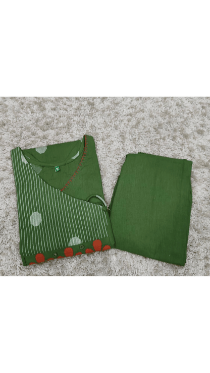 Olive Green Angarkha Style A-Line Kurti Plazo Set 💚