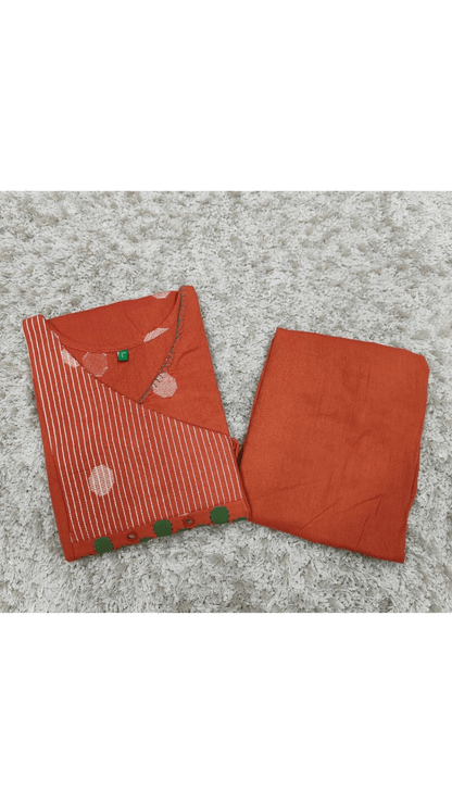 Rust Orange Angarkha Style A-Line Kurti Plazo Set 🧡