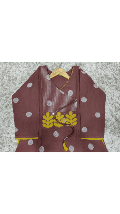 Mocha Brown Angarkha Style A-Line Kurti Plazo Set 🤎