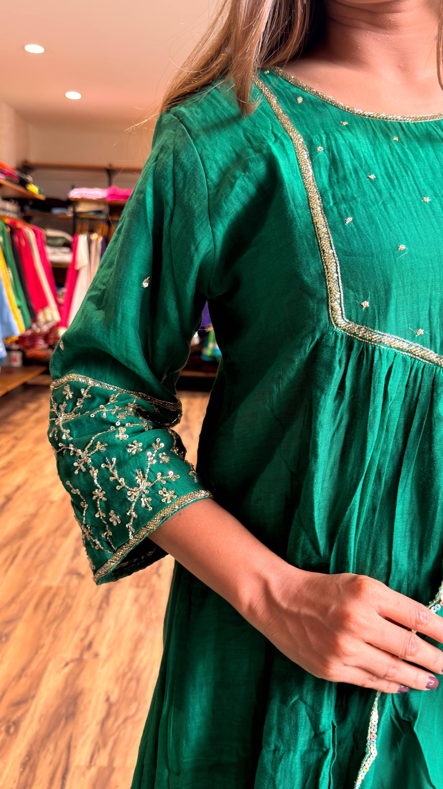 Emerald Green Embroidered Kurta Set with Dupatta