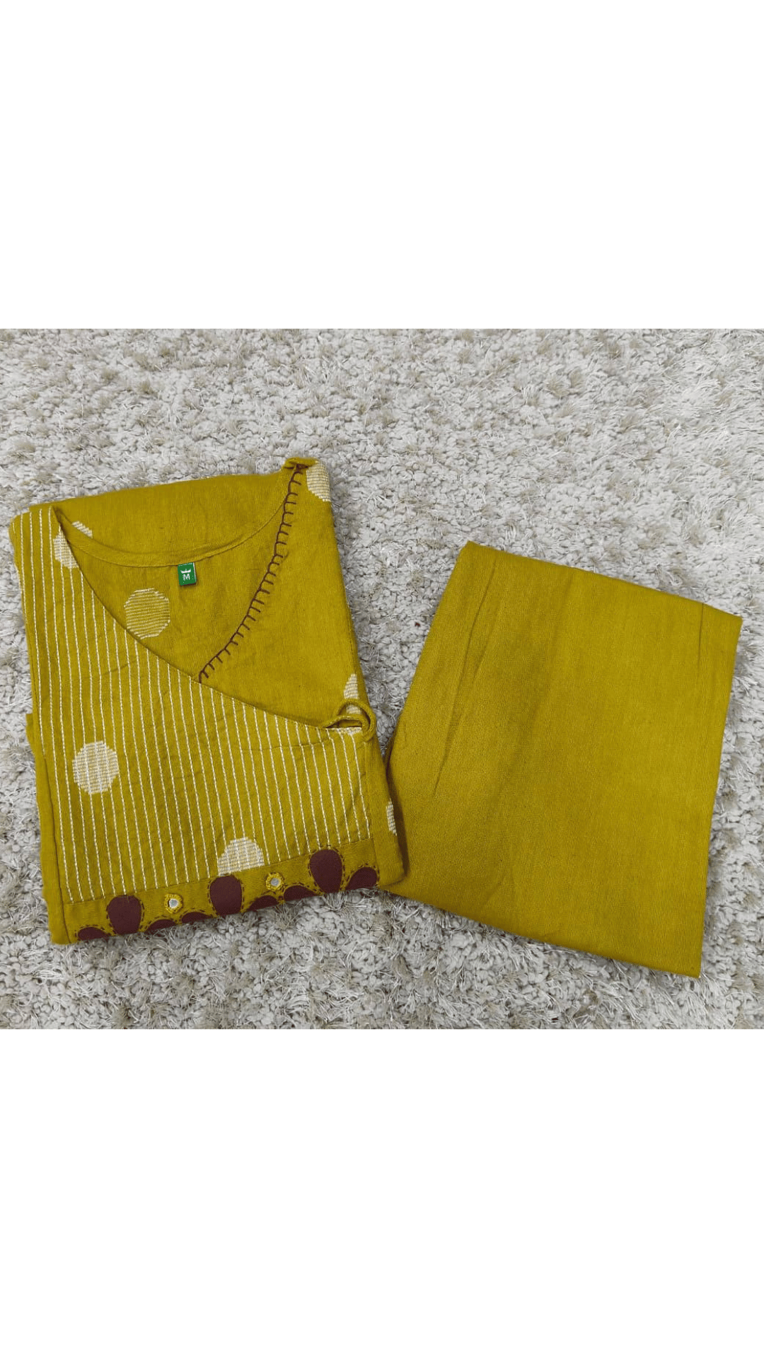 Mustard Yellow Angarkha Style A-Line Kurti Plazo Set 💛