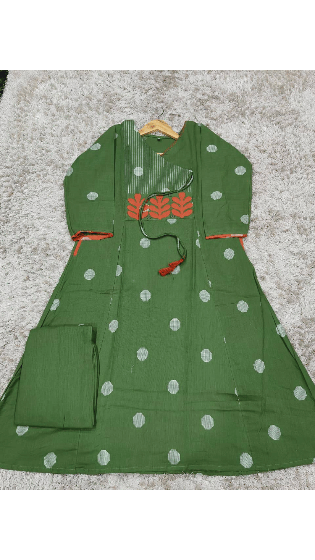 Olive Green Angarkha Style A-Line Kurti Plazo Set 💚