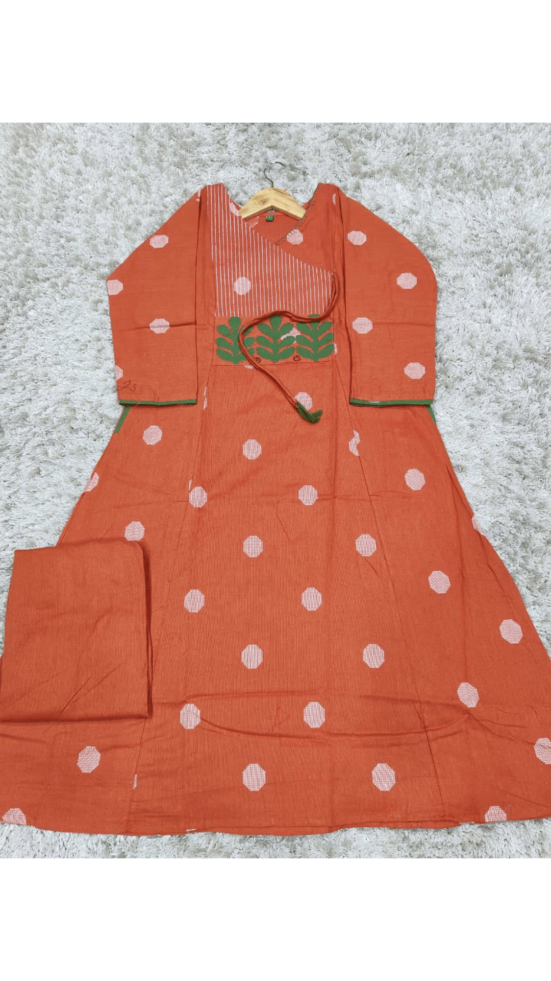 Rust Orange Angarkha Style A-Line Kurti Plazo Set 🧡
