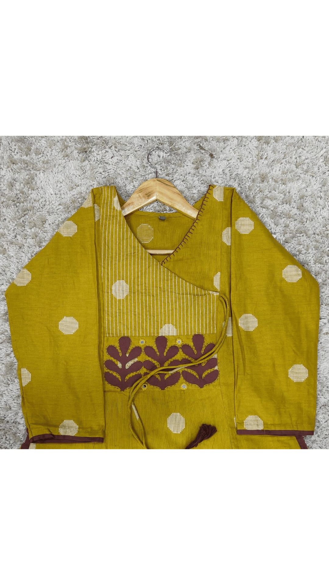 Mustard Yellow Angarkha Style A-Line Kurti Plazo Set 💛