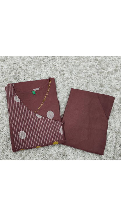 Mocha Brown Angarkha Style A-Line Kurti Plazo Set 🤎