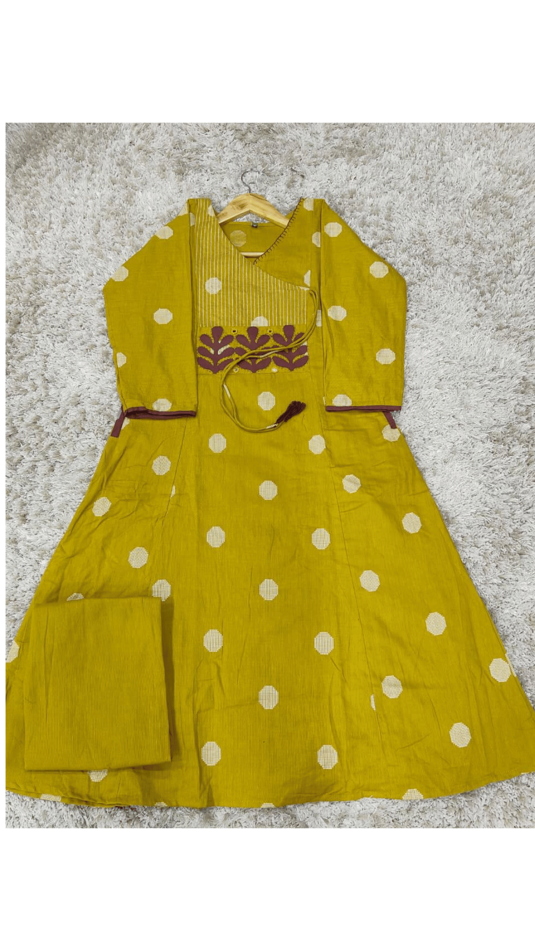 Mustard Yellow Angarkha Style A-Line Kurti Plazo Set 💛
