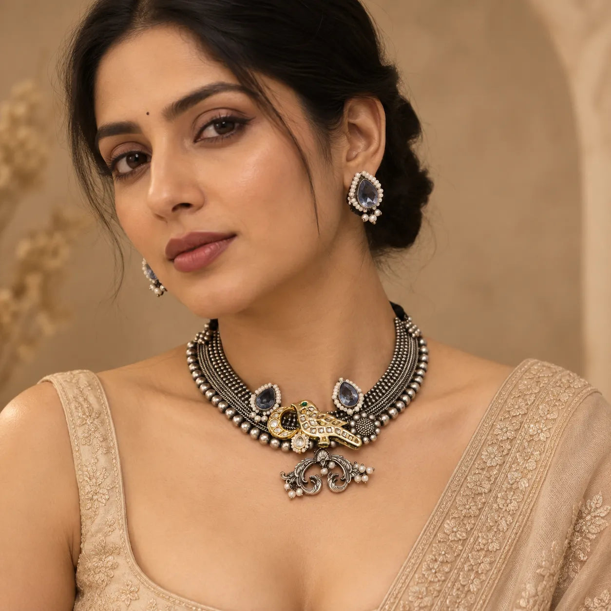 Antique bird Motif Choker Set