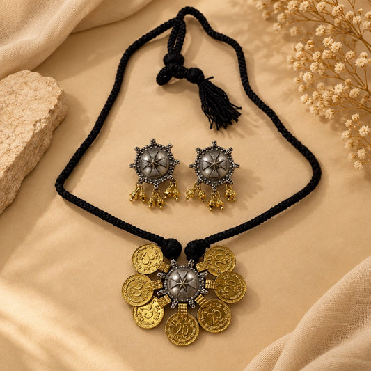 Antique Coin Pendant Necklace Set