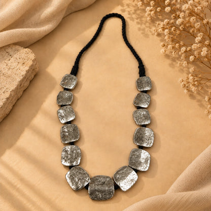 Antique Hammered Metal Statement Necklace