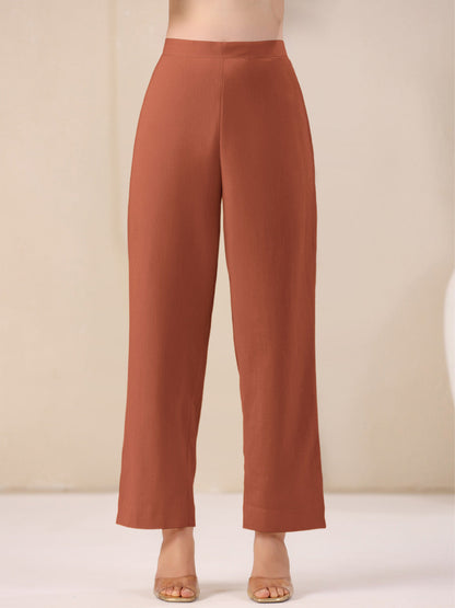 Rust Cotton Solid A-line & Co-ord Set