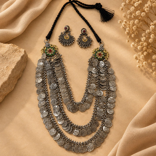 Antique Coin Layered Statement Necklace Set