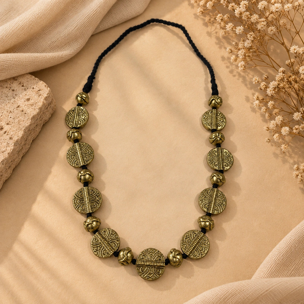 Antique Coin & Bead Statement Necklace