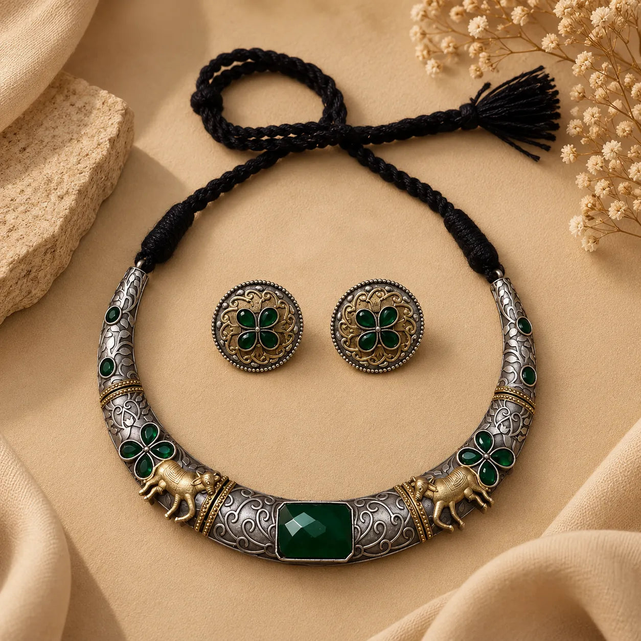 Harit Animal Motif Hasli Set