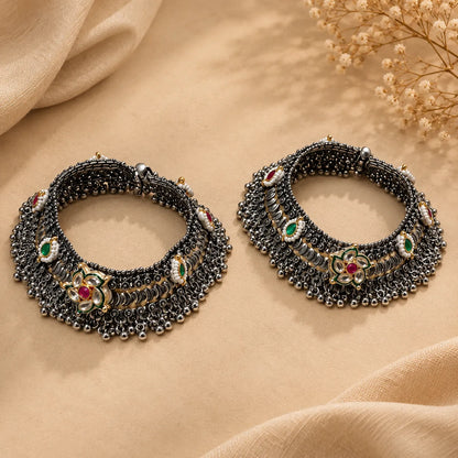 Rangrez Floral Statement Anklet Pair