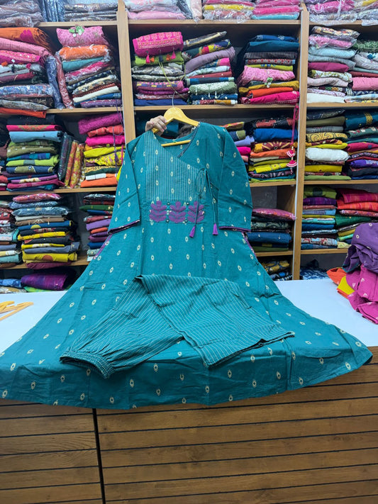 Royal Purple Angarkha A-Line Kurti Plazo Set