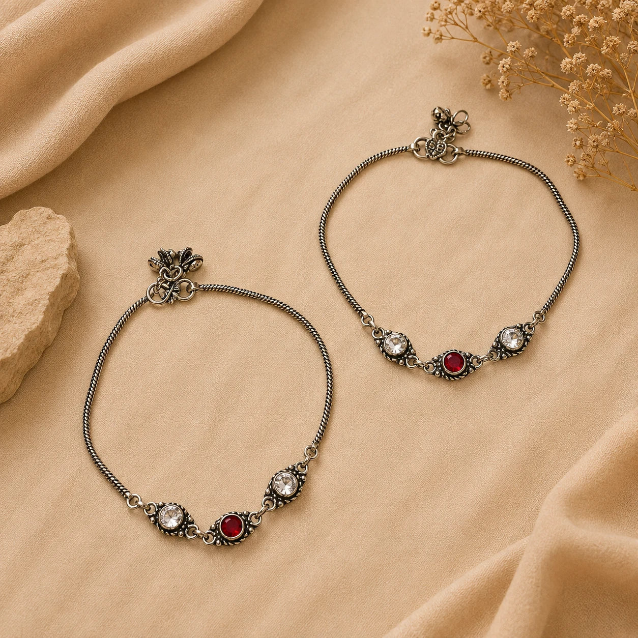 Crimson Trio Chain Anklet
